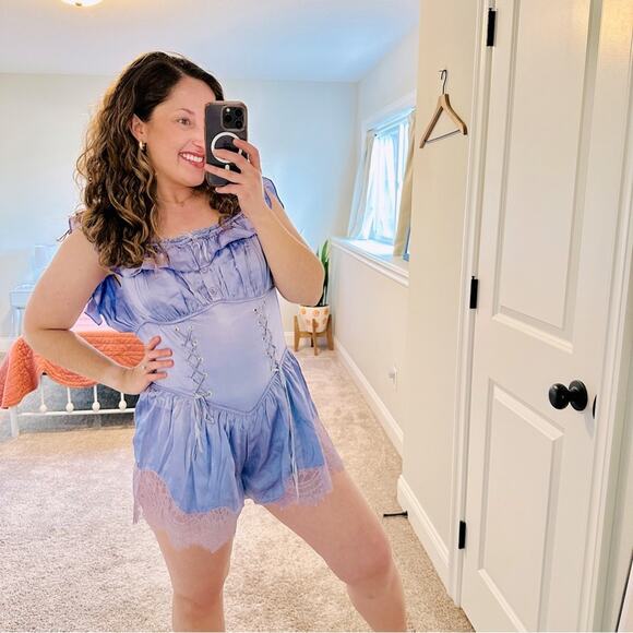 NWT Fillyboo Purple Silk Sexy Lingerie Romper Small